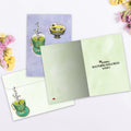 Load image into Gallery viewer, The inside of Tree-Free’s Soothing Wellness Wishes card, with the cover and envelope in the background.
