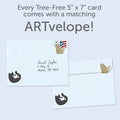 Load image into Gallery viewer, The envelope for Tree-Free’s Purrfect Dad card, along with the following text: “Every Tree-Free 5x7 card comes with a matching ARTvelope!”
