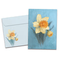 Load image into Gallery viewer, The cover of Tree-Free&#39;s Spring Daffodil card, along with its matching envelope.
