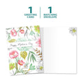 Load image into Gallery viewer, The cover and inside of Tree-Free’s Floral Inspiration card, along with the following text: “1 greeting card, 1 matching envelope”
