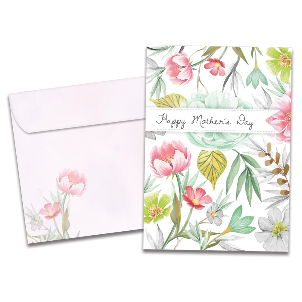 The cover of Tree-Free's Floral Inspiration card, along with its matching envelope.