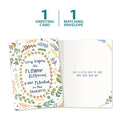 Load image into Gallery viewer, The cover and inside of Tree-Free’s Sending Sunlight card, along with the following text: “1 greeting card, 1 matching envelope”
