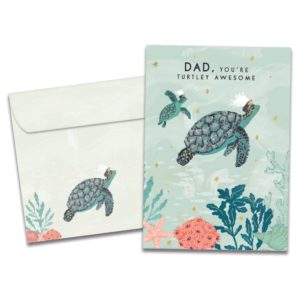 The cover of Tree-Free's Shellebrating You card, along with its matching envelope.