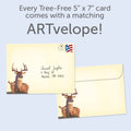 Load image into Gallery viewer, The envelope for Tree-Free’s Deer Qualities card, along with the following text: “Every Tree-Free 5x7 card comes with a matching ARTvelope!”
