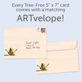 Load image into Gallery viewer, The envelope for Tree-Free’s Firefly Yoga Chick card, along with the following text: “Every Tree-Free 5x7 card comes with a matching ARTvelope!”
