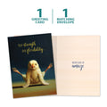 Load image into Gallery viewer, The cover and inside of Tree-Free’s Firefly Yoga Chick card, along with the following text: “1 greeting card, 1 matching envelope”

