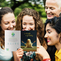 Load image into Gallery viewer, Lifestyle image(s) featuring Tree-Free’s Firefly Yoga Chick card
