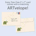 Load image into Gallery viewer, The envelope for Tree-Free’s Turtle Butt Fun Fact card, along with the following text: “Every Tree-Free 5x7 card comes with a matching ARTvelope!”
