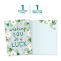 Load image into Gallery viewer, The cover and inside of Tree-Free’s Wishing You Luck card, along with the following text: “1 greeting card, 1 matching envelope”

