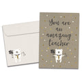 Load image into Gallery viewer, The cover of Tree-Free&#39;s An Amazing Teacher card, along with its matching envelope.
