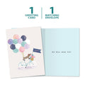 Load image into Gallery viewer, The cover and inside of Tree-Free’s Miss You card, along with the following text: “1 greeting card, 1 matching envelope”
