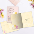 Load image into Gallery viewer, The inside of Tree-Free’s Welcome to the World card, with the cover and envelope in the background.
