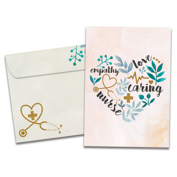 The cover of Tree-Free's Love and Empathy card, along with its matching envelope.