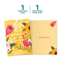 Load image into Gallery viewer, The cover and inside of Tree-Free’s Cumpleanos Bird card, along with the following text: “1 greeting card, 1 matching envelope”
