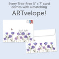 Load image into Gallery viewer, The envelope for Tree-Free’s Simpatia Flowers card, along with the following text: “Every Tree-Free 5x7 card comes with a matching ARTvelope!”
