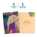 Load image into Gallery viewer, The cover and inside of Tree-Free’s Huge Wishes card, along with the following text: “1 greeting card, 1 matching envelope”
