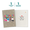 Load image into Gallery viewer, The cover and inside of Tree-Free’s Fun Day card, along with the following text: “1 greeting card, 1 matching envelope”
