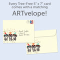 Load image into Gallery viewer, The envelope for Tree-Free’s Party Dogs card, along with the following text: “Every Tree-Free 5x7 card comes with a matching ARTvelope!”
