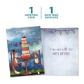 Load image into Gallery viewer, The cover and inside of Tree-Free’s Cake Advice card, along with the following text: “1 greeting card, 1 matching envelope”

