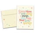 Load image into Gallery viewer, The cover of Tree-Free&#39;s Soul Sparkle card, along with its matching envelope.
