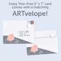 Load image into Gallery viewer, The envelope for Tree-Free’s The Greatest Adventure card, along with the following text: “Every Tree-Free 5x7 card comes with a matching ARTvelope!”
