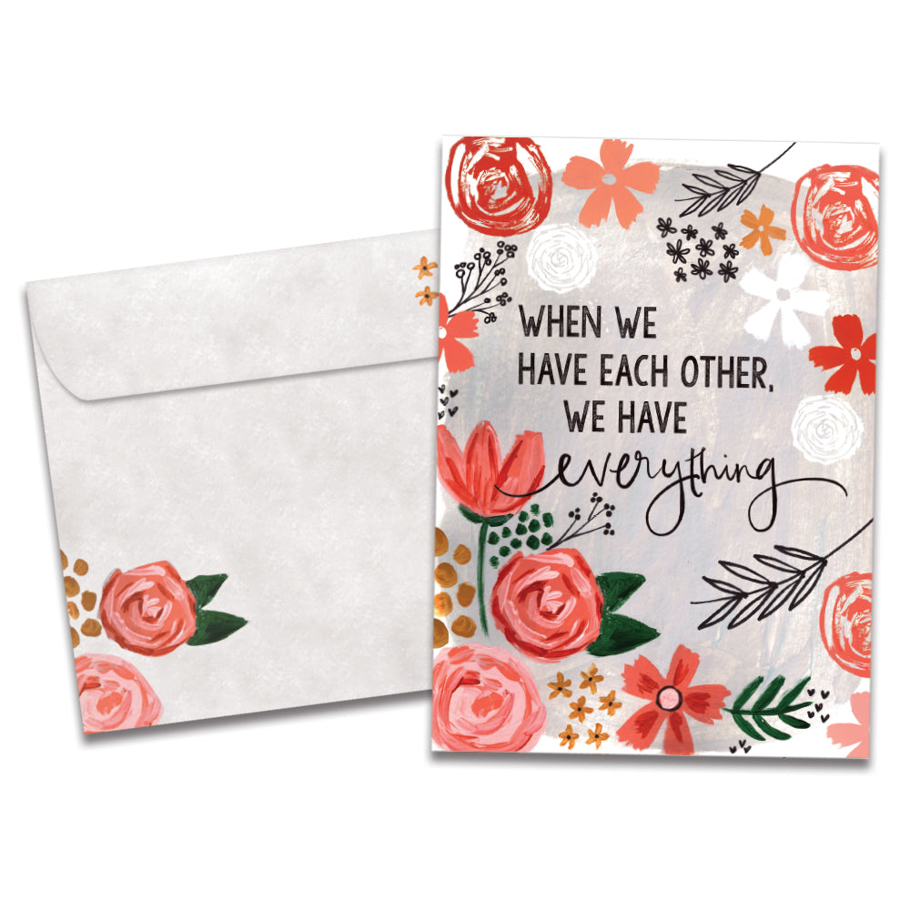 The cover of Tree-Free's We Have Everything card, along with its matching envelope.