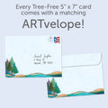 Load image into Gallery viewer, The envelope for Tree-Free’s Happy Place card, along with the following text: “Every Tree-Free 5x7 card comes with a matching ARTvelope!”
