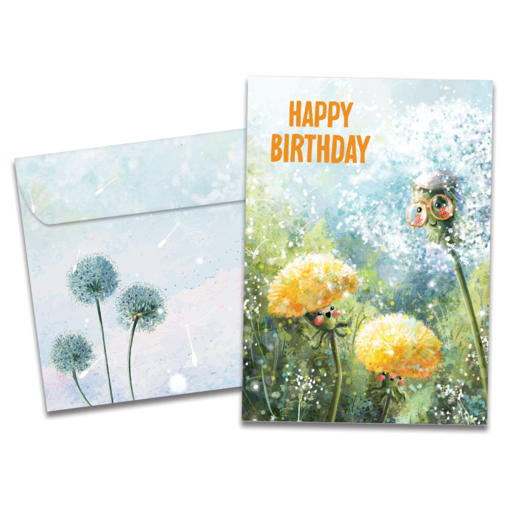 The cover of Tree-Free's Dandy Day card, along with its matching envelope.