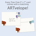 Load image into Gallery viewer, The envelope for Tree-Free’s Blue Forest card, along with the following text: “Every Tree-Free 5x7 card comes with a matching ARTvelope!”
