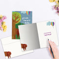 Load image into Gallery viewer, The inside of Tree-Free’s Blue Forest card, with the cover and envelope in the background.
