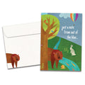 Load image into Gallery viewer, The cover of Tree-Free&#39;s Blue Forest card, along with its matching envelope.
