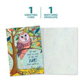 Load image into Gallery viewer, The cover and inside of Tree-Free’s Owl Matters card, along with the following text: “1 greeting card, 1 matching envelope”
