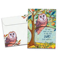 Load image into Gallery viewer, The cover of Tree-Free&#39;s Owl Matters card, along with its matching envelope.

