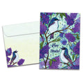 Load image into Gallery viewer, The cover of Tree-Free&#39;s Hey There Birds card, along with its matching envelope.
