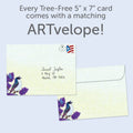 Load image into Gallery viewer, The envelope for Tree-Free’s Hey There Birds card, along with the following text: “Every Tree-Free 5x7 card comes with a matching ARTvelope!”
