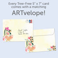 Load image into Gallery viewer, The envelope for Tree-Free’s Moving Forward card, along with the following text: “Every Tree-Free 5x7 card comes with a matching ARTvelope!”
