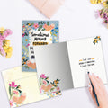 Load image into Gallery viewer, The inside of Tree-Free’s Moving Forward card, with the cover and envelope in the background.
