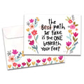 Load image into Gallery viewer, The cover of Tree-Free&#39;s Best Path card, along with its matching envelope.
