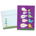 Load image into Gallery viewer, The cover of Tree-Free&#39;s Happy Birds card, along with its matching envelope.
