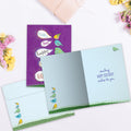 Load image into Gallery viewer, The inside of Tree-Free’s Happy Birds card, with the cover and envelope in the background.
