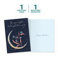 Load image into Gallery viewer, The cover and inside of Tree-Free’s Lights the World card, along with the following text: “1 greeting card, 1 matching envelope”
