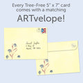 Load image into Gallery viewer, The envelope for Tree-Free’s Relax Connect Harness card, along with the following text: “Every Tree-Free 5x7 card comes with a matching ARTvelope!”
