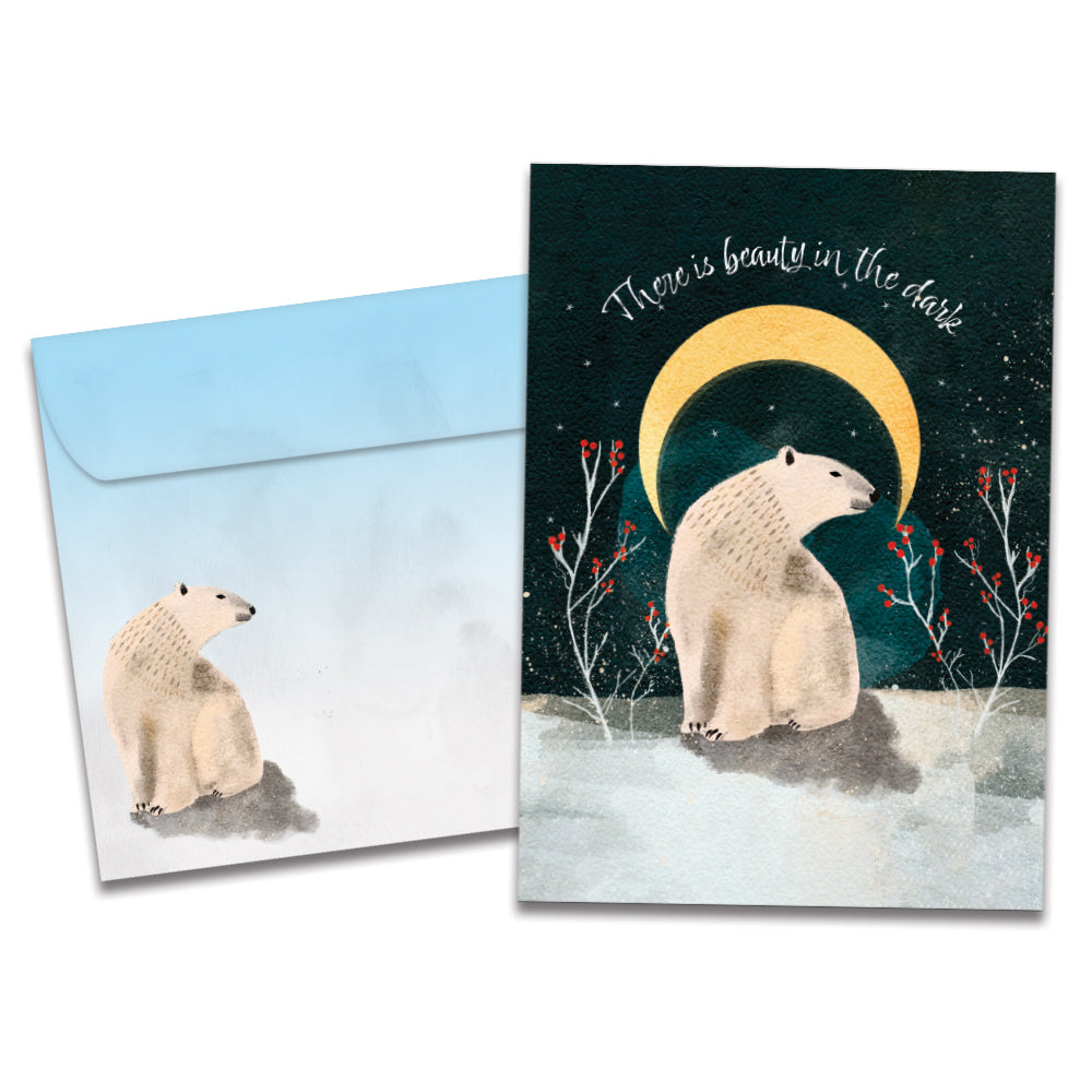 The cover of Tree-Free's Peace and Quiet card, along with its matching envelope.