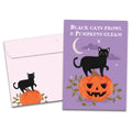 Load image into Gallery viewer, The cover of Tree-Free&#39;s Pumpkins Gleam card, along with its matching envelope.
