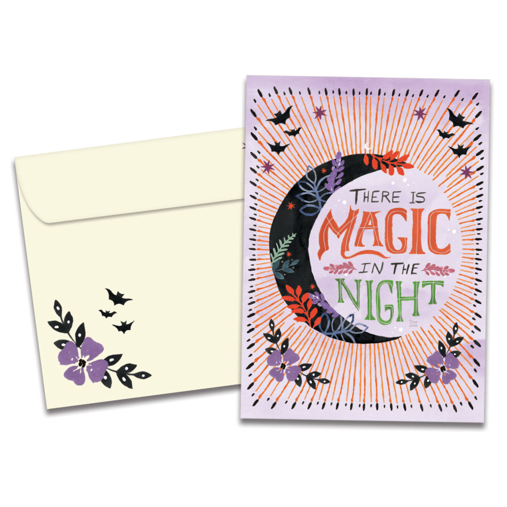 The cover of Tree-Free's Night Magic card, along with its matching envelope.