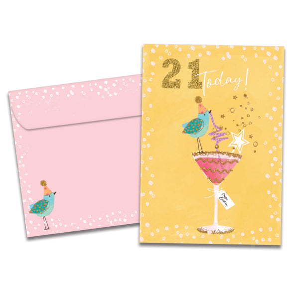 The cover of Tree-Free's Savoring 21 card, along with its matching envelope.