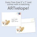 Load image into Gallery viewer, The envelope for Tree-Free’s Golden Celebration card, along with the following text: “Every Tree-Free 5x7 card comes with a matching ARTvelope!”
