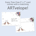 Load image into Gallery viewer, The envelope for Tree-Free’s 25 Years of Love card, along with the following text: “Every Tree-Free 5x7 card comes with a matching ARTvelope!”
