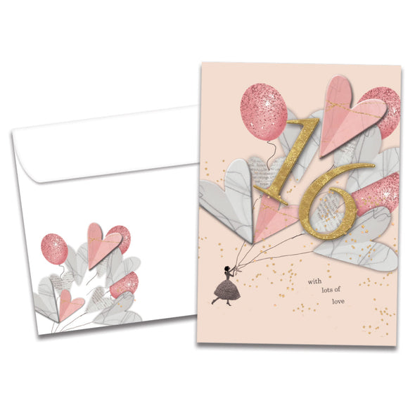 The cover of Tree-Free's 16 with Love card, along with its matching envelope.