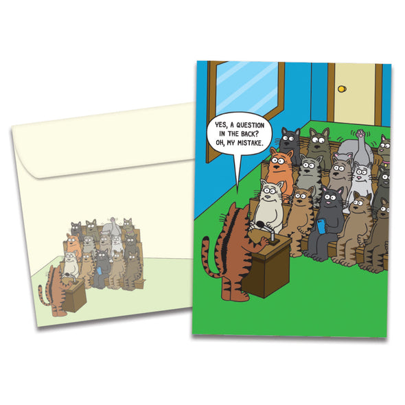 The cover of Tree-Free's Another Year Licked card, along with its matching envelope.